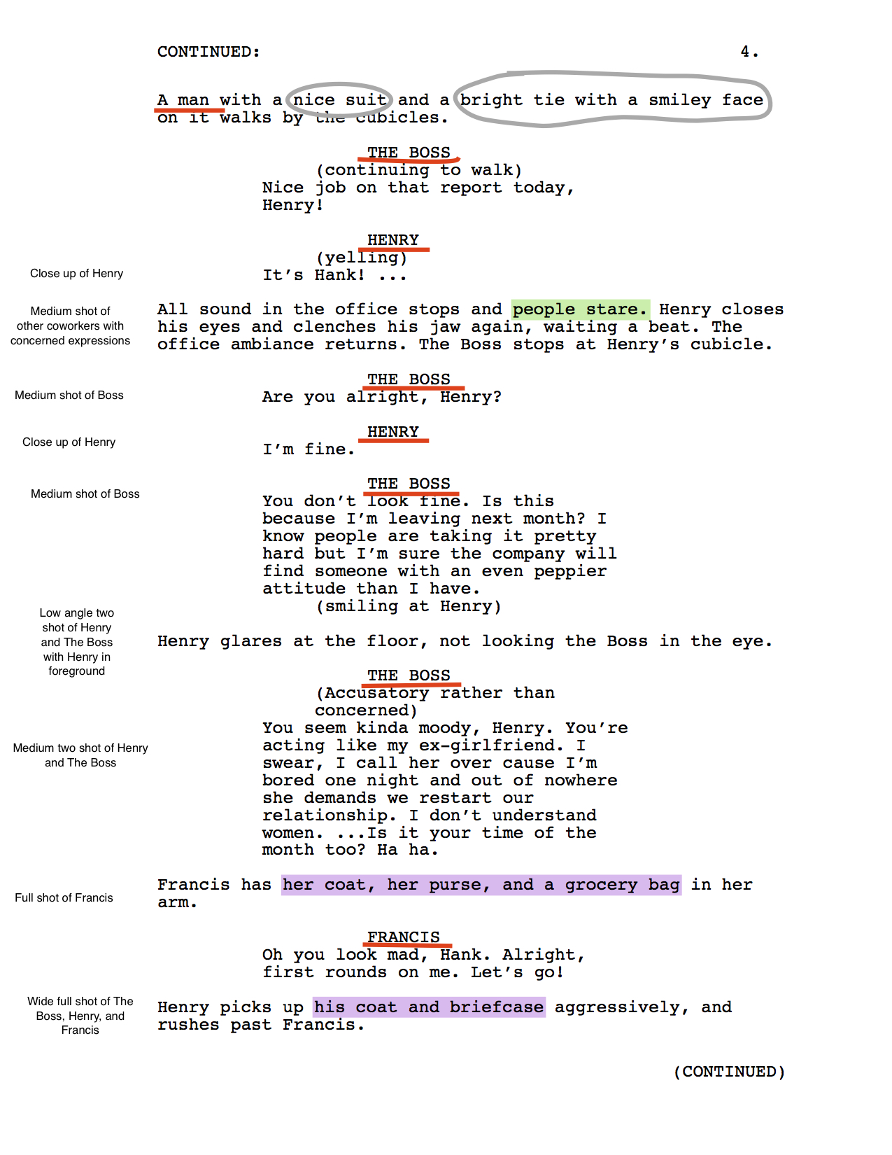 Shooting Script – Hank The Short Film